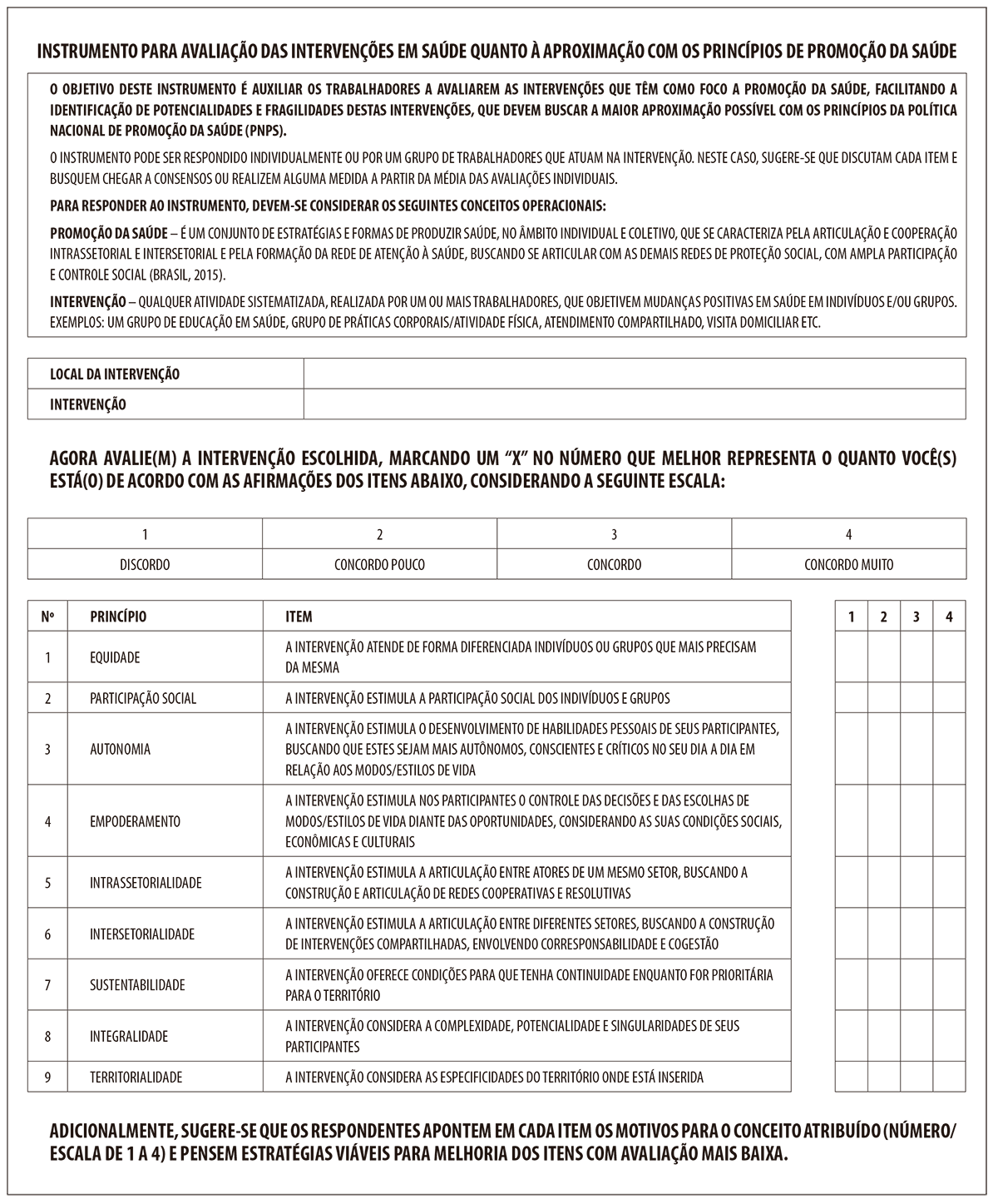 métodos de operacionalização e instrumentos de validação